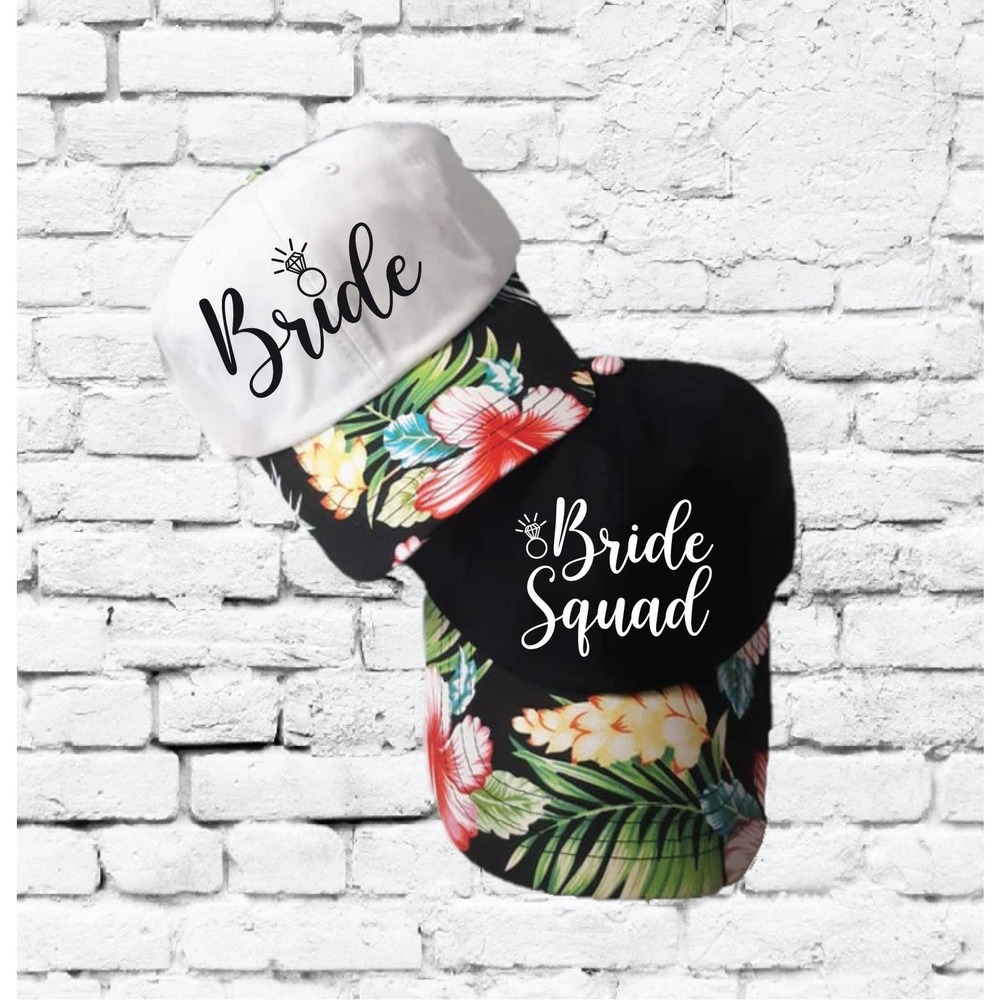 Bride and Squad Dad Hats Hawaiian Floral Print Snapbacks Bachlorette Party Hat